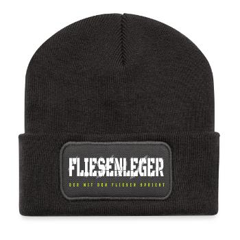 Fliesenleger Design - Recycelte Patch Beanie - Dunkelgrau - Vorne