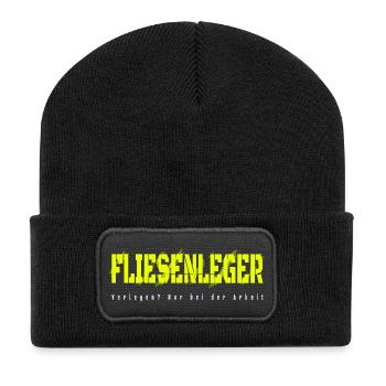 Fliesenleger Design - Recycelte Patch Beanie - Schwarz - Vorne