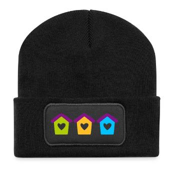 Nichoir Maison Jardin Coeur Enfants Maison Colorée - Beanie recyclé à patch - noir - Devant