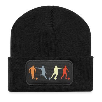 Fußballspieler Zeichnung - Recycelte Patch Beanie - Schwarz - Vorne