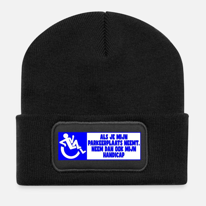 Mein Parkplatz, also auch mein Handicap! - Recycelte Patch Beanie - Schwarz