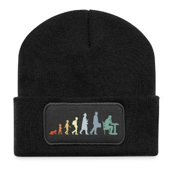 Vintage Schach Evolution - Recycelte Patch Beanie - Schwarz - Vorne