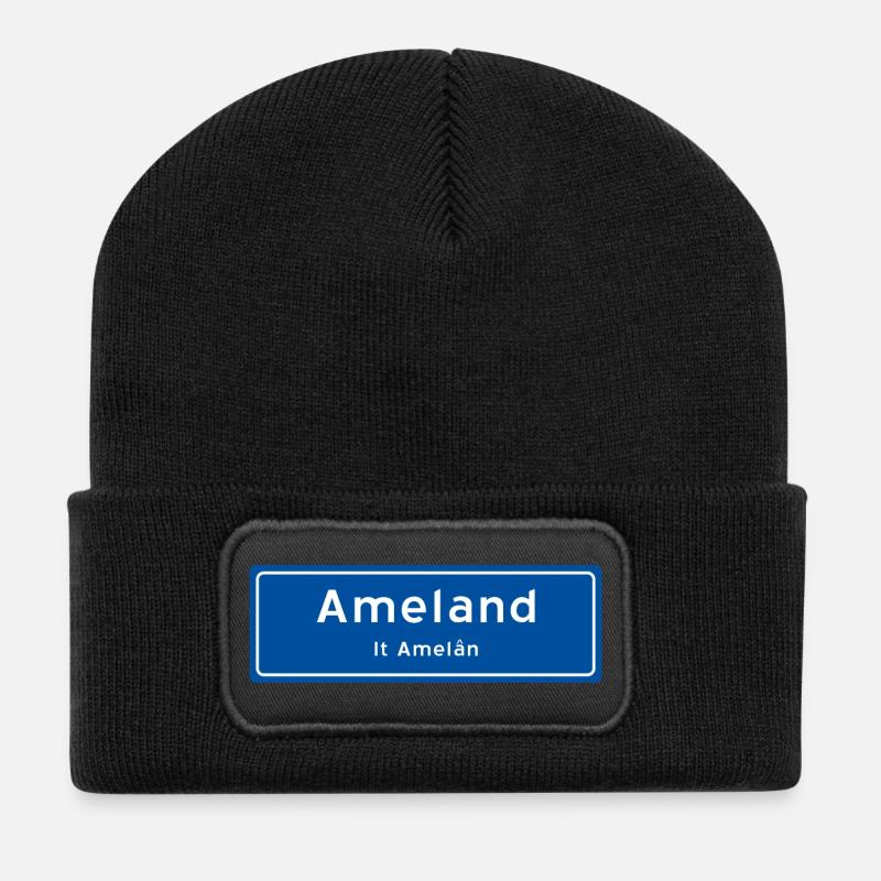 Ameland place name sign - Recycled Patch Beanie - black