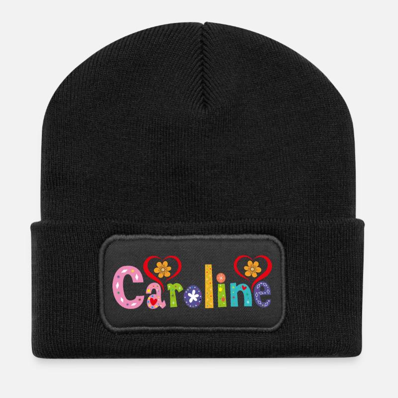 Nom de Caroline personnalisé - Beanie recyclé à patch - noir