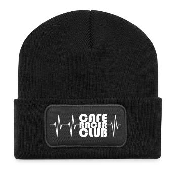 Café Racer Club Heartbeat Pulse Motard Motard - Beanie recyclé à patch - noir - Devant