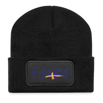 pouls battement de coeur stockholm Suède symbole icône - Beanie recyclé à patch - noir - Devant
