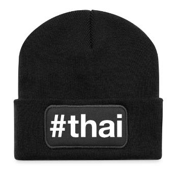 THAI Thailand Hashtag - Recycelte Patch Beanie - Schwarz - Vorne