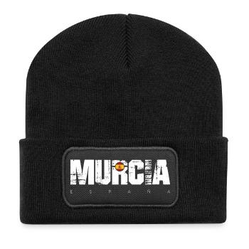Murcia Spain Distressed Text - Recycled Patch Beanie - black - Front