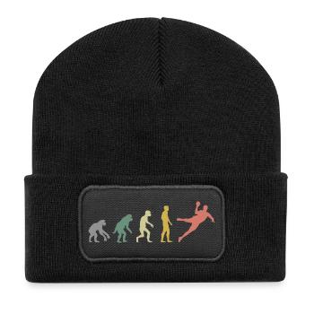 retro evolution handball Symbol Farben Sport Logo - Recycelte Patch Beanie - Schwarz - Vorne
