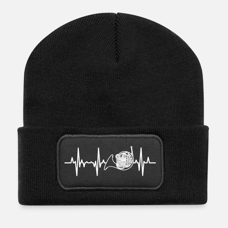 Waldhorn Herzklopfen - Recycelte Patch Beanie - Schwarz