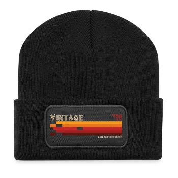 Dégradé de rayures vintage vieilli à la perfection - Beanie recyclé à patch - noir - Devant