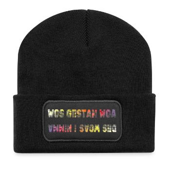 wos gestan war des woas i nimma, lustiger Spruch - Recycelte Patch Beanie - Schwarz - Vorne