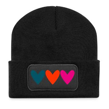 GERADE VERHEIRATET. Junggesellinnenabschied. VALENTINSTAG. PAAR - Recycelte Patch Beanie - Schwarz - Vorne