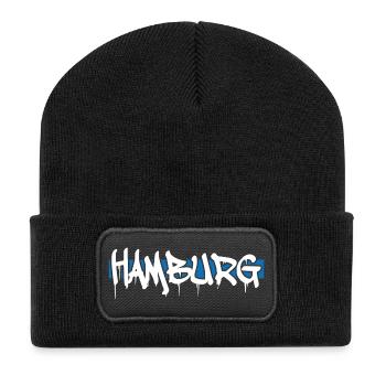 Hamburg - Recycelte Patch Beanie - Schwarz - Vorne