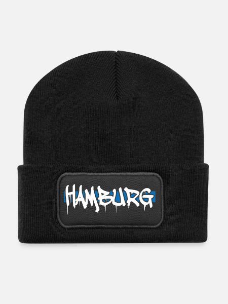 Hamburg - Recycelte Patch Beanie - Schwarz