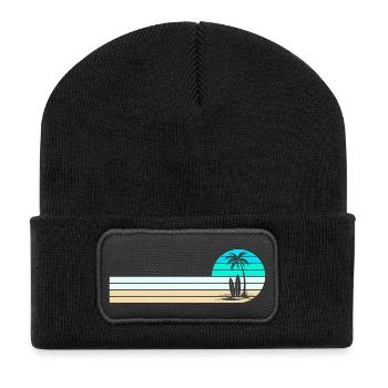 Beach skyline - Recycled Patch Beanie - black - Front