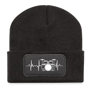 Battement de cœur du batteur - Beanie recyclé à patch - charbon - Devant