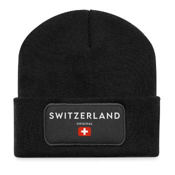 Flag of Switzerland, Swiss pride - Recycled Patch Beanie - black - Front