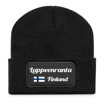 Lappeenranta, Finnland - Stilvolle Drucke - Recycelte Patch Beanie - Schwarz - Vorne