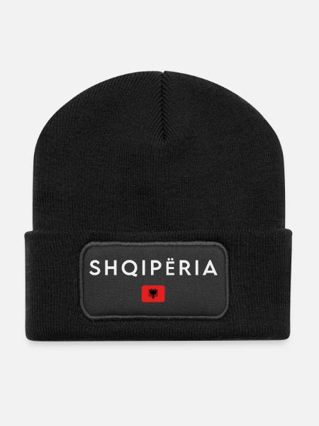 Albanian flag, Albanian pride - Recycled Patch Beanie - black