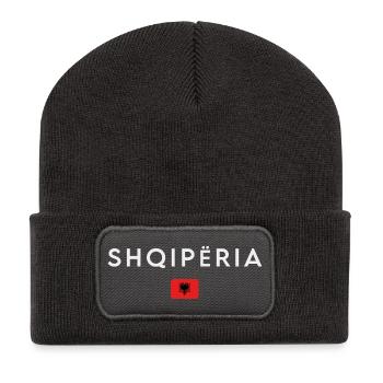 Albanische Flagge, Albanischer Stolz - Recycelte Patch Beanie - Dunkelgrau - Vorne