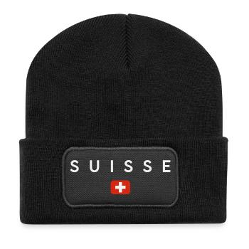 Flag of Switzerland, Swiss pride - Recycled Patch Beanie - black - Front