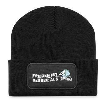 Mieux vaut la paix que la guerre | La paix, c’est mieux - Beanie recyclé à patch - noir - Devant