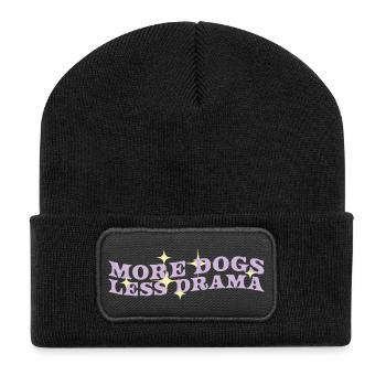 Mehr Hunde, weniger Drama - Recycelte Patch Beanie - Schwarz - Vorne