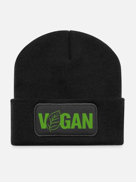 Vegan Plant Vegan - Recycled Patch Beanie - black