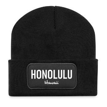 Honolulu - Hawaï - États-Unis - États-Unis d’Amérique - Beanie recyclé à patch - noir - Devant
