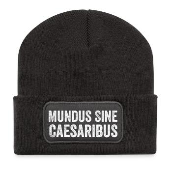 Mundus Sine Caesaribus Zitat Latein - Recycelte Patch Beanie - Dunkelgrau - Vorne