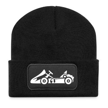 gokart racing - Symbol Rennfahrer - Recycelte Patch Beanie - Schwarz - Vorne