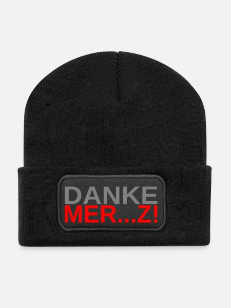 Danke Merz! - Recycelte Patch Beanie - Schwarz