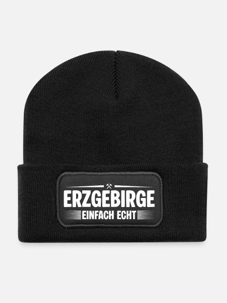 Erzgebirge einfach echt 2 - Recycelte Patch Beanie - Schwarz