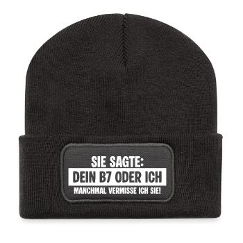 B7 Exfreundin - Recycelte Patch Beanie - Dunkelgrau - Vorne