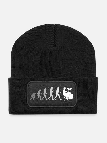 Evolution of Drums Drummer Shirt - Recycled Patch Beanie - black