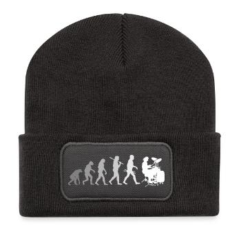 Evolution of Drums Drummer Shirt - Recycelte Patch Beanie - Dunkelgrau - Vorne