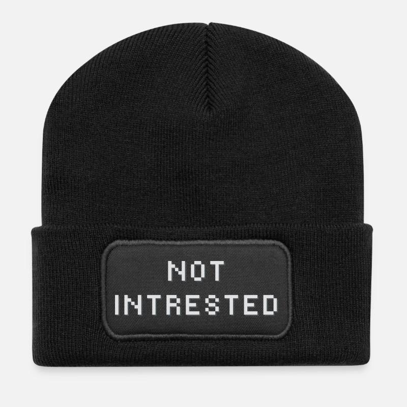 Not Intrested print - Recycled Patch Beanie - black
