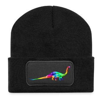 Colorful long-necked dinosaur made of polygons - Recycled Patch Beanie - black - Front