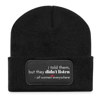 They Never Listen - Recycled Patch Beanie - black - Front