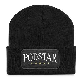 Podstar, 5 Sterne Podcaster  - Recycelte Patch Beanie - Schwarz - Vorne
