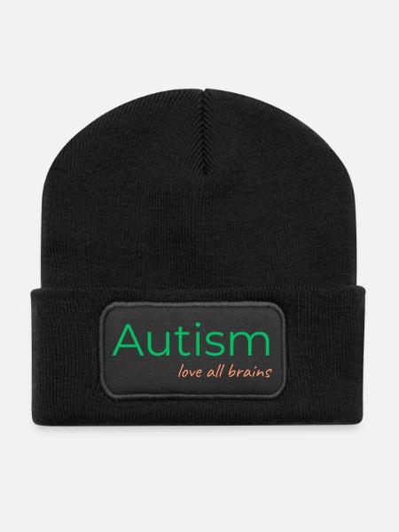Autism - love all brains - Recycled Patch Beanie - black