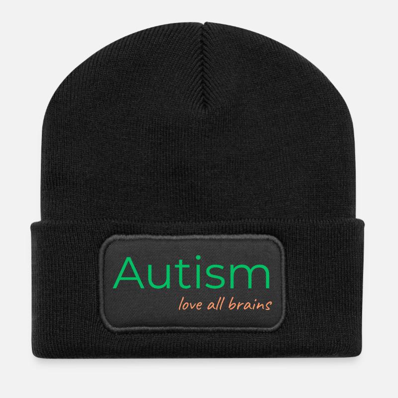 Autism - love all brains - Recycled Patch Beanie - black