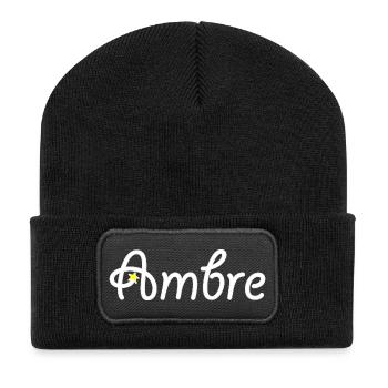Ambre - Beanie recyclé à patch - noir - Devant