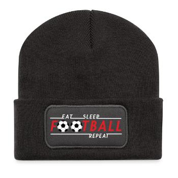 Eat Sleep Football Repeat - Beanie recyclé à patch - charbon - Devant
