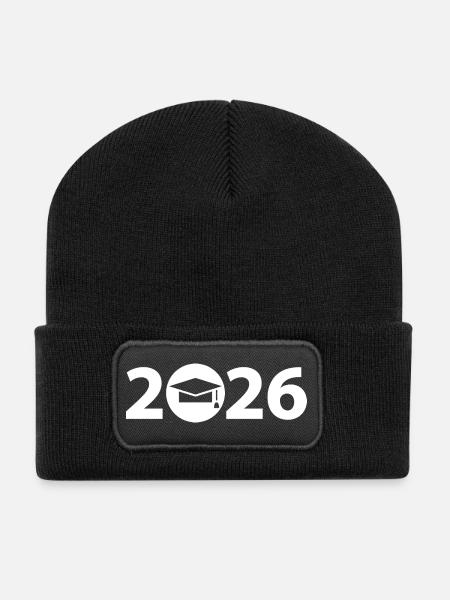 Graduation 2026, Abi 2026, Schulabschluss 2026 - Recycelte Patch Beanie - Schwarz
