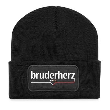 Bruderherz Brüder Großer Bro Spruch Kleiner Bruder - Recycelte Patch Beanie - Schwarz - Vorne
