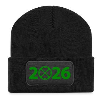 Patricks Tag 2026, Klee,  St. Patricks Day Party - Recycelte Patch Beanie - Schwarz - Vorne
