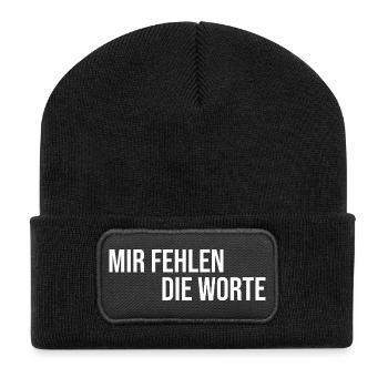 Je suis à court de mots - Beanie recyclé à patch - noir - Devant
