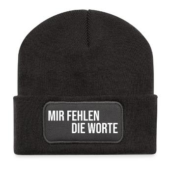 Mir fehlen die Worte - Recycelte Patch Beanie - Dunkelgrau - Vorne